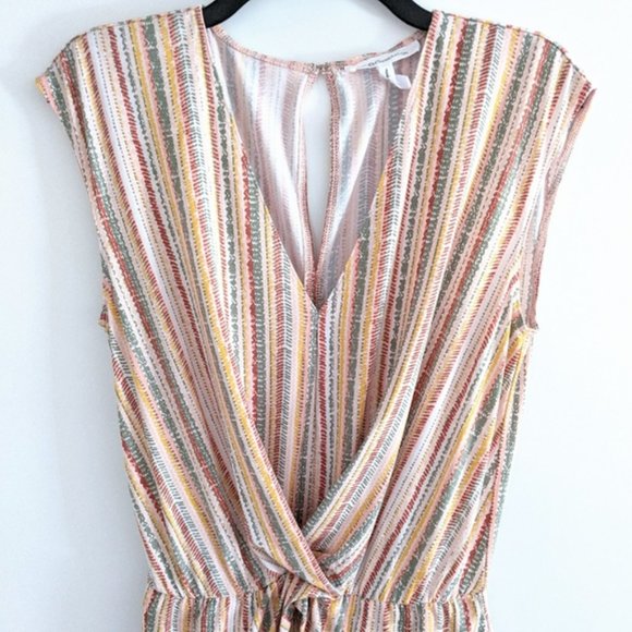 BCBGeneration striped pink crossover Jersey romper - Picture 3 of 7